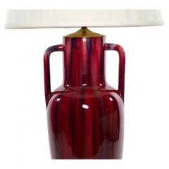 Exquisite Pair Flamb Porcelain Black Wood Table Lamp - 2825798