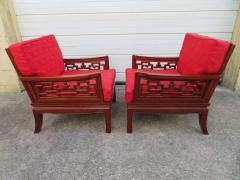 Exquisite Pair of Chinoiserie Ming Style Carved Rosewood Chairs Asian Modern - 1533954