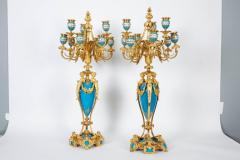 Exquisite Pair of French Ormolu Turquoise Sevres Porcelain Candelabra - 595266