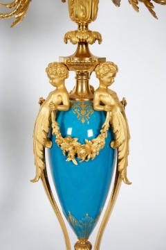 Exquisite Pair of French Ormolu Turquoise Sevres Porcelain Candelabra - 595273