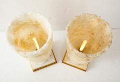 Exquisite Pair of Large Carved Alabaster Lamps  - 970258