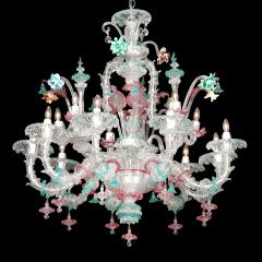 Exquisite Rare Mid Century Classical Hand Blown Murano Twelve Arm Chandelier - 4566436