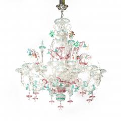 Exquisite Rare Mid Century Classical Hand Blown Murano Twelve Arm Chandelier - 4566517