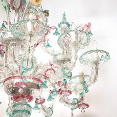 Exquisite Rare Mid Century Classical Hand Blown Murano Twelve Arm Chandelier - 4566523
