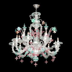 Exquisite Rare Mid Century Classical Hand Blown Murano Twelve Arm Chandelier - 4566541