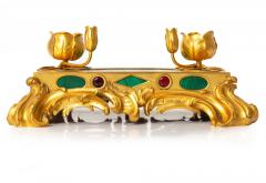 Exquisite Rococo Gilt Bronze Malachite Encrier Inkwell Desk Set ca 1880 - 4502013
