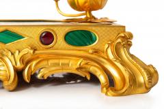 Exquisite Rococo Gilt Bronze Malachite Encrier Inkwell Desk Set ca 1880 - 4502019