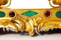 Exquisite Rococo Gilt Bronze Malachite Encrier Inkwell Desk Set ca 1880 - 4502020