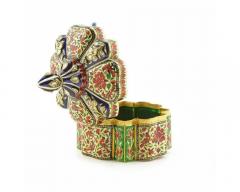 Exquisite and Large Indian 22K Gold Enamel and Diamond Snuff Box Jaipur - 2876301
