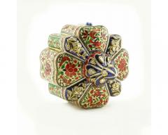 Exquisite and Large Indian 22K Gold Enamel and Diamond Snuff Box Jaipur - 2876306