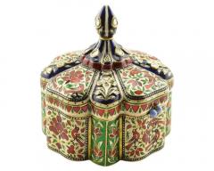 Exquisite and Large Indian 22K Gold Enamel and Diamond Snuff Box Jaipur - 2877272