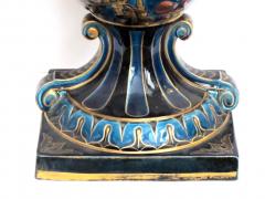 Exquisitely rendered English teal glazed ceramic urn with raised decoration - 848824