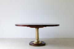 Extendable ships table with cast bronze column mahogany base and top  - 3732363
