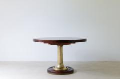 Extendable ships table with cast bronze column mahogany base and top  - 3732368