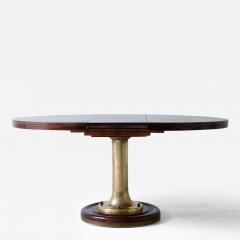 Extendable ships table with cast bronze column mahogany base and top  - 3733720