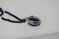 Extra Fine Lapis Lazuli Pendant Diamond Surround 18 Karat Diamond Studded Chain - 3449174