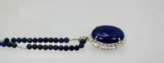 Extra Fine Lapis Lazuli Pendant Diamond Surround 18 Karat Diamond Studded Chain - 3449176