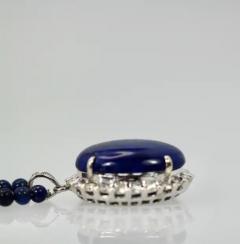Extra Fine Lapis Lazuli Pendant Diamond Surround 18 Karat Diamond Studded Chain - 3449182