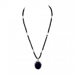 Extra Fine Lapis Lazuli Pendant Diamond Surround 18 Karat Diamond Studded Chain - 3493425