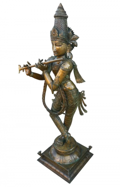 Extra Large Cast Bronze Krishna India Statue or Sculpture Buddha 19th Century - 2555902