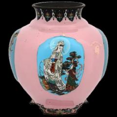 Extra Large Japanese Cloisonne Enamel Pink Vase Gonda - 3901525