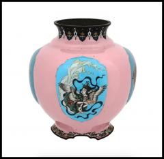 Extra Large Japanese Cloisonne Enamel Pink Vase Gonda - 3901528
