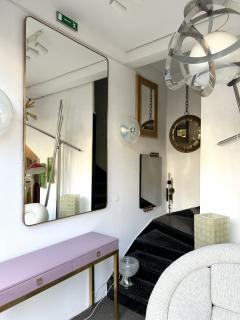 Extra Large Mid Century Modern Brass Frame Mirror Italy 1950s - 3379893