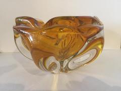 Extra Large Murano Citrine and Amber to Clear Ash Tray or Bowl - 1605664