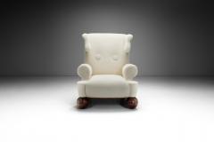 Extra Large Upholstered Wingback Armchair Europe 1940s - 4228910