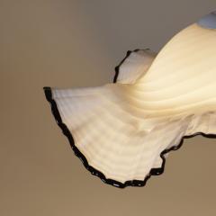 Extra large 1960s Murano Fazzoletto frilly white and black ceiling pendant - 3226761
