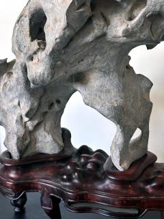 Extraordinary Chinese Taihu Scholar Stone Rare Form on Display Stand - 4132732