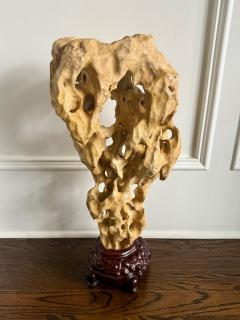 Extraordinary Large Chinese Scholar Rock Yellow Taihu Stone on Wood Stand - 4530919