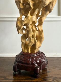 Extraordinary Large Chinese Scholar Rock Yellow Taihu Stone on Wood Stand - 4530920