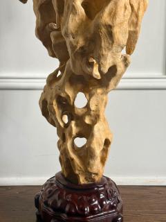 Extraordinary Large Chinese Scholar Rock Yellow Taihu Stone on Wood Stand - 4530924
