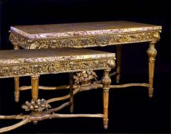 Extraordinary Pair of Italian 18th Century Carved Gilt Wood Console Tables - 3930031