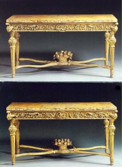 Extraordinary Pair of Italian 18th Century Carved Giltwood Console Tables - 1476517