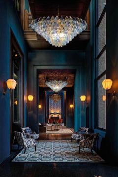 Extraordinary Sapphire Color Poliedri Murano Glass Ceiling Light or Chandelier - 4686899