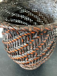 Extraordinary Smoke Bamboo Basket with Wisteria Root Handle Meiji Period - 4639301