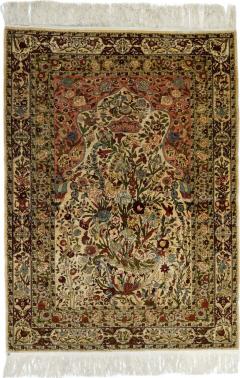 Extremely Fine Antique Turkish Silk Hereke Rug 3 5 x 4 11  - 4319009