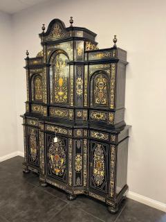 Extremely Fine Italian Baroque Ebonized Wood Faux Ivory and Hardstone Cabinet - 1162388