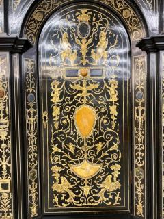 Extremely Fine Italian Baroque Ebonized Wood Faux Ivory and Hardstone Cabinet - 1162392