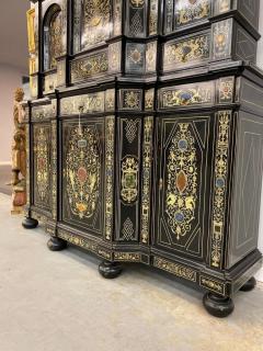 Extremely Fine Italian Baroque Ebonized Wood Faux Ivory and Hardstone Cabinet - 1162395