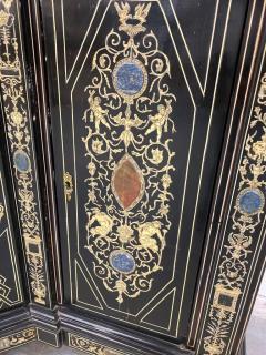 Extremely Fine Italian Baroque Ebonized Wood Faux Ivory and Hardstone Cabinet - 1162396