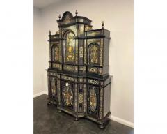 Extremely Fine Italian Baroque Ebonized Wood Faux Ivory and Hardstone Cabinet - 4103306