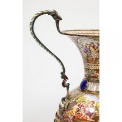 Extremely Large Austrian Silver and Viennese Enamel Twin Handled Vase 1880 - 1064022