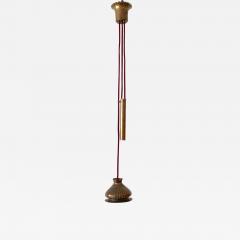 Extremely Rare Mid Century Modern Counterweight Brass Pendant Lamp Germany 1950s - 3360452