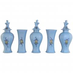 Extremely rare 18th century set of five Dutch Delft vases  - 4565859