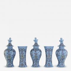 Extremely rare 18th century set of five Dutch Delft vases  - 4568603