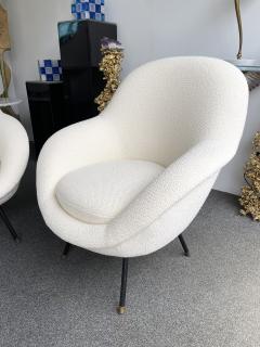 Ezio Minotti Mid Century Modern Pair of Armchairs Boucl Fabric by Ezio Minotti Italy 1950s - 2618885