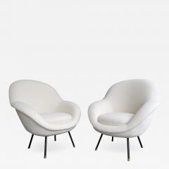 Ezio Minotti Mid Century Modern Pair of Armchairs Boucl Fabric by Ezio Minotti Italy 1950s - 2626342